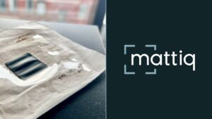 Mattiq logo pictured next to a catalyst-coated membrane.